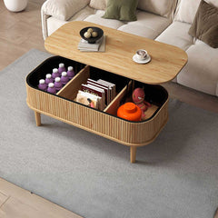 Fluted Lift Top Coffee Table with Hidden Compartment
