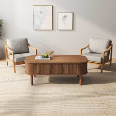 Fluted Lift Top Coffee Table with Hidden Compartment