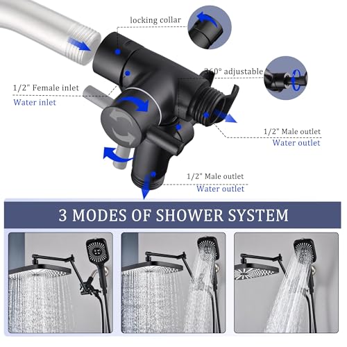 Cuzobro 12'' Shower Head Combo Set With 2-stage Extension Arm