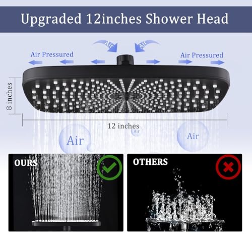 Cuzobro 12'' Shower Head Combo Set With 2-stage Extension Arm