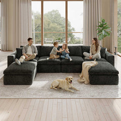 Frameless Memory Foam Sectional Couch with Cushion Covers