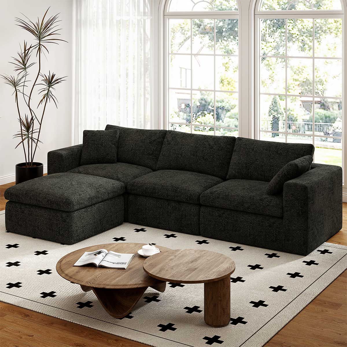 Frameless Modular Chenille Sectional Couch