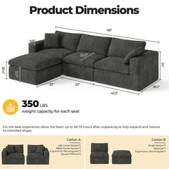 Frameless Memory Foam Sectional Couch with Cushion Covers