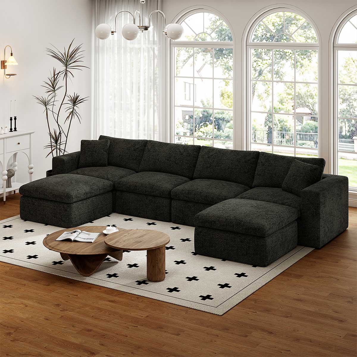Frameless Memory Foam Sectional Couch with Cushion Covers