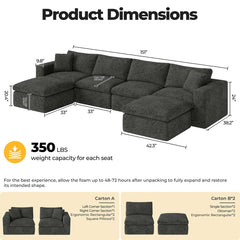 Frameless Memory Foam Sectional Couch with Cushion Covers