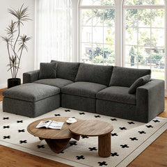 Frameless Memory Foam Sectional Couch with Cushion Covers