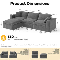 Frameless Memory Foam Sectional Couch with Cushion Covers