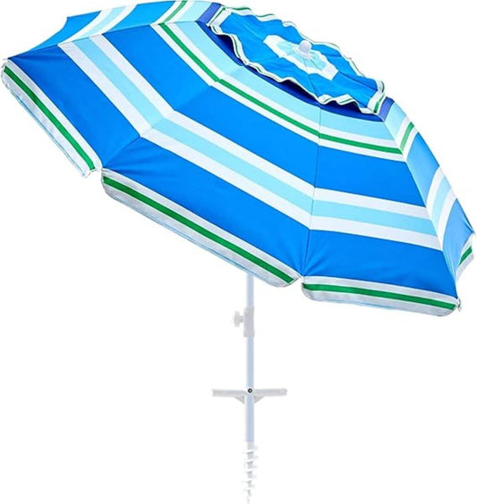 6.5 FT Windproof Beach Umbrella with Sand Anchor and UV Protection