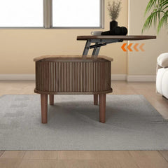 Fluted Lift Top Coffee Table with Hidden Compartment