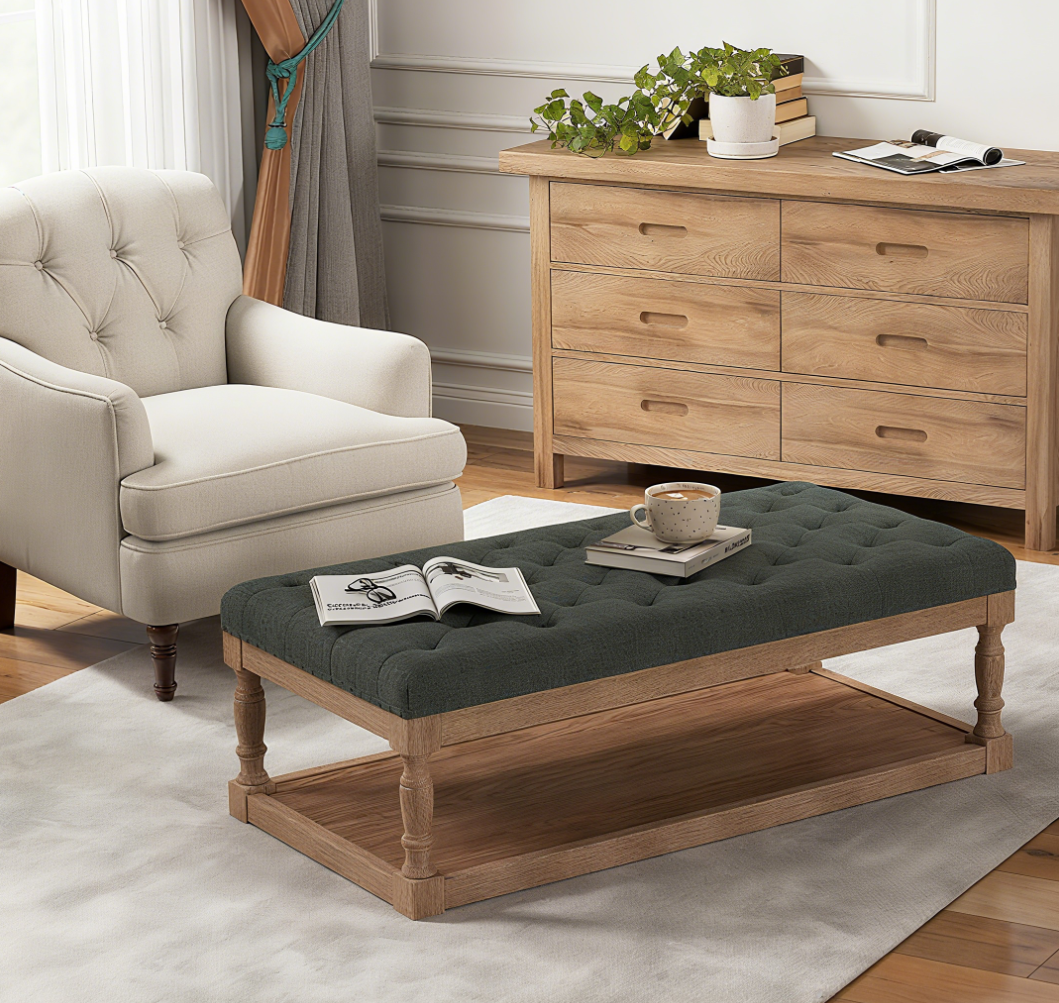 Tall Leg Tufted Ottoman